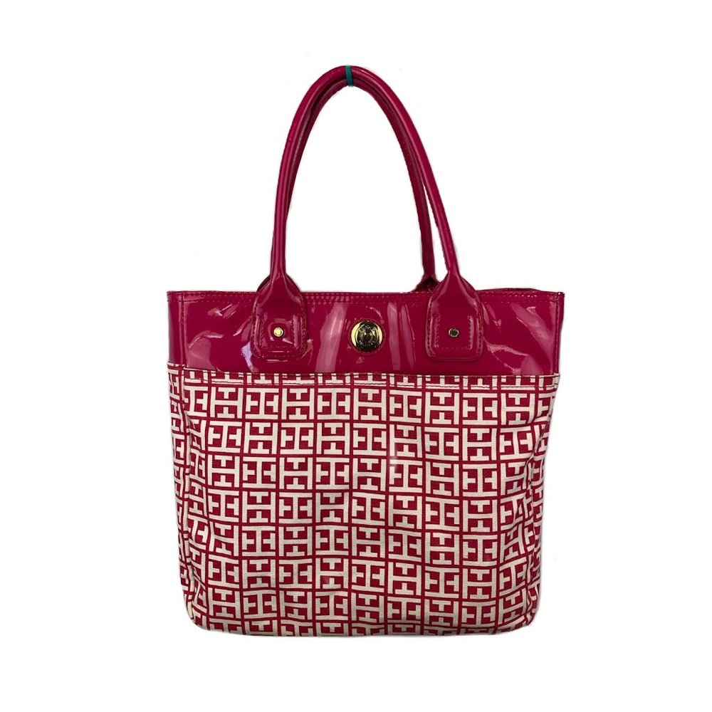 Tommy Hilfiger Signature Pink Logo Large Tote Handbag Women's - Picture 15 of 15